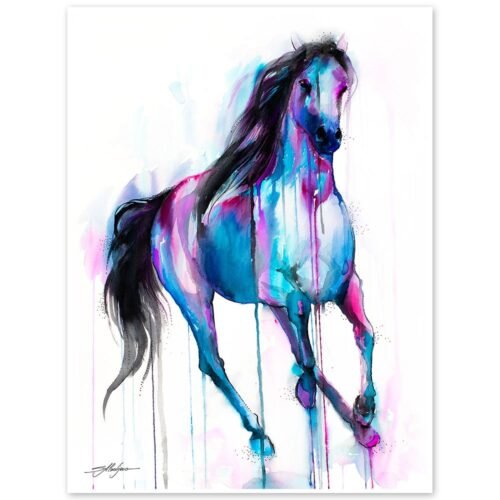 Magical Horse watercolor painting print by Slaveika Aladjova