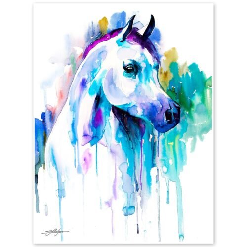Arabian horse watercolor painting print by Slaveika Aladjova