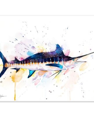Atlantic blue marlin watercolor painting print by Slaveika Aladjova