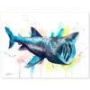Basking shark watercolor painting print by Slaveika Aladjova