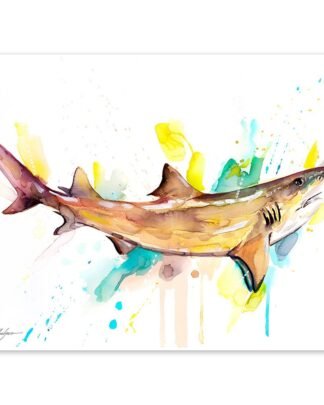 Lemon shark watercolor painting print by Slaveika Aladjova