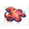 Coconut Octopus, Amphioctopus marginatus watercolor painting print by Slaveika Aladjova