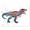 Tyrannosaurus rex, T rex dinosaur watercolor painting print by Slaveika Aladjova