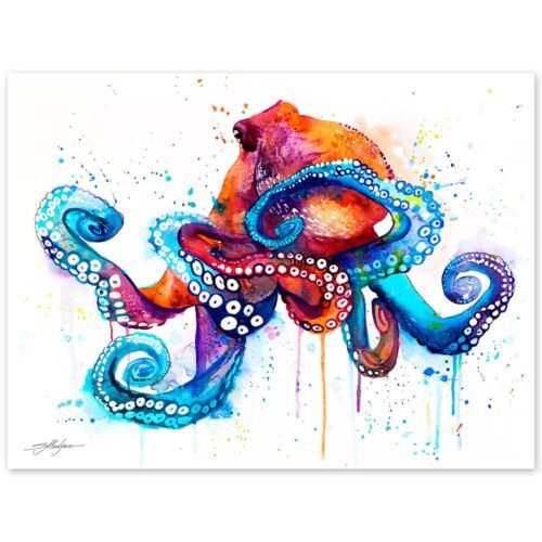 Octopus watercolor painting print by Slaveika Aladjova