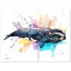 Southern right whale watercolor painting print by Slaveika Aladjova