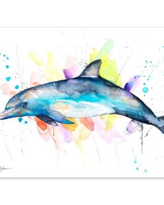 Bottlenose dolphin watercolor painting print by Slaveika Aladjova
