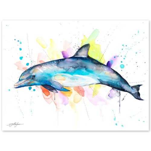 Bottlenose dolphin watercolor painting print by Slaveika Aladjova