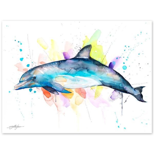 Bottlenose dolphin watercolor painting print by Slaveika Aladjova