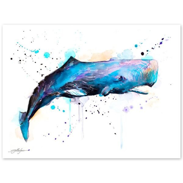 Sperm whale watercolor painting print by Slaveika Aladjova