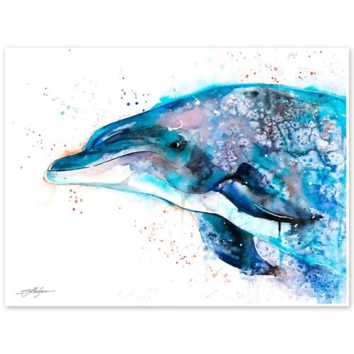 Dolphin watercolor painting print by Slaveika Aladjova