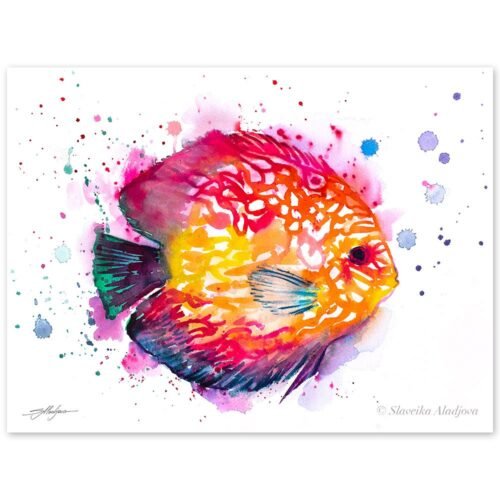 Discus watercolor painting print by Slaveika Aladjova