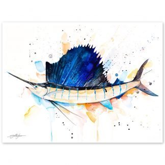 Atlantic sailfish watercolor painting print by Slaveika Aladjova
