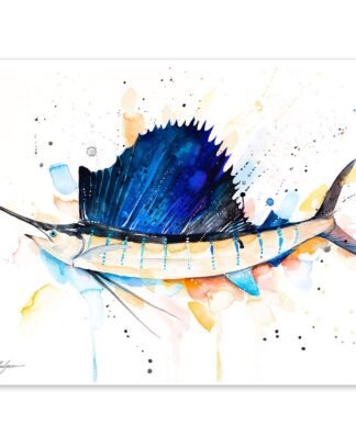 Atlantic sailfish watercolor painting print by Slaveika Aladjova