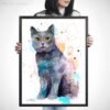 Chartreux cat watercolor painting print by Slaveika Aladjova Chartreux cat watercolor painting print by Slaveika Aladjova