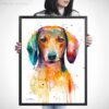 Red Dachshund watercolor painting print by Slaveika Aladjova