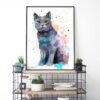 Chartreux cat watercolor painting print by Slaveika Aladjova Chartreux cat watercolor painting print by Slaveika Aladjova