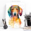 Red Dachshund watercolor painting print by Slaveika Aladjova