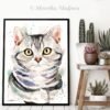 American Shorthair watercolor painting print by Slaveika Aladjova