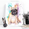 Baby fawn french bulldog watercolor painting print by Slaveika Aladjova