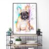 Baby fawn french bulldog watercolor painting print by Slaveika Aladjova
