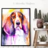 Basset watercolor painting print by Slaveika Aladjova Basset watercolor painting print by Slaveika Aladjova