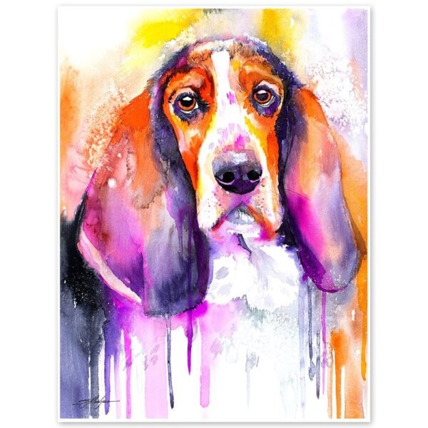 Basset watercolor painting print by Slaveika Aladjova Basset watercolor painting print by Slaveika Aladjova