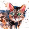 Bengal cat watercolor painting print by Slaveika Aladjova