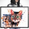 Bengal cat watercolor painting print by Slaveika Aladjova