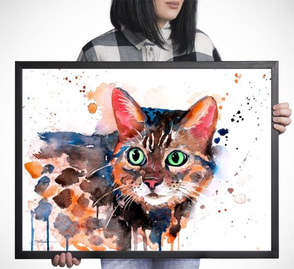 Bengal cat watercolor painting print by Slaveika Aladjova