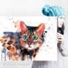 Bengal cat watercolor painting print by Slaveika Aladjova