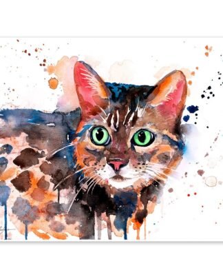Bengal cat watercolor painting print by Slaveika Aladjova