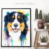 Bernese Mountain Dog watercolor painting print by Slaveika Aladjova