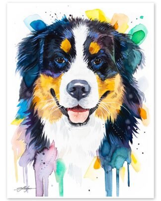 Bernese Mountain Dog watercolor painting print by Slaveika Aladjova