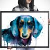 Black Dachshund watercolor painting print by Slaveika Aladjova
