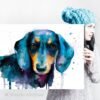 Black Dachshund watercolor painting print by Slaveika Aladjova
