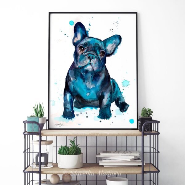 Black French Bulldog Baby watercolor painting print by Slaveika Aladjova Black French Bulldog Baby watercolor painting print by Slaveika Aladjova