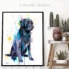 Black Labrador watercolor painting print by Slaveika Aladjova