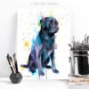 Black Labrador watercolor painting print by Slaveika Aladjova