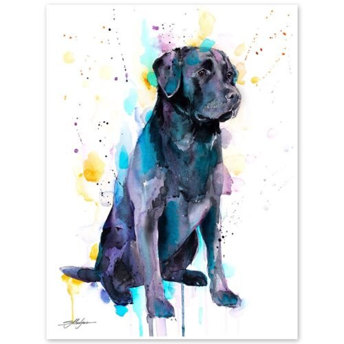 Black Labrador watercolor painting print by Slaveika Aladjova