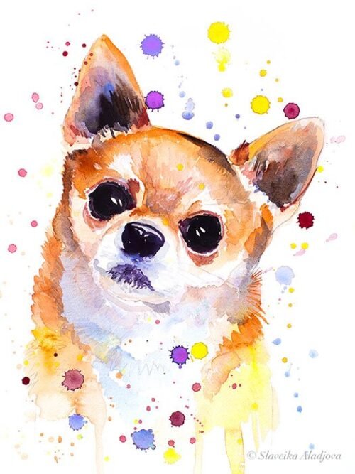 Chihuahua watercolor painting print by Slaveika Aladjova