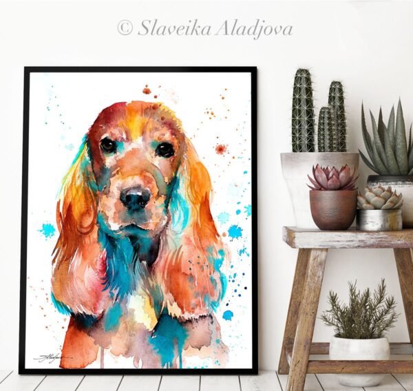 English Cocker Spaniel watercolor painting print by Slaveika Aladjova