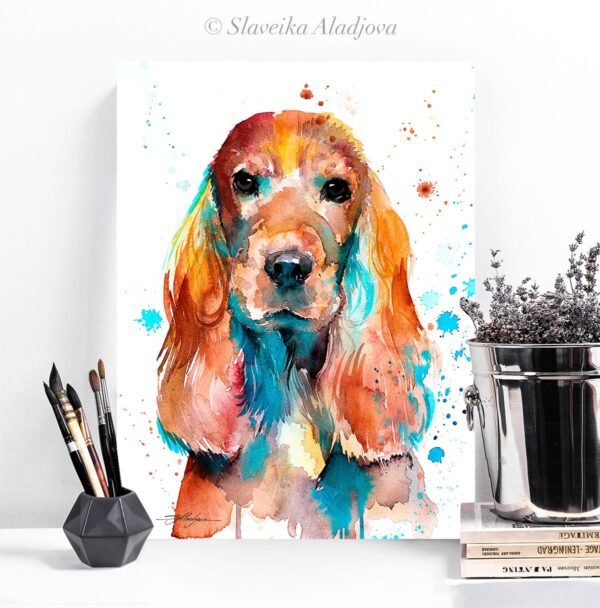 English Cocker Spaniel watercolor painting print by Slaveika Aladjova