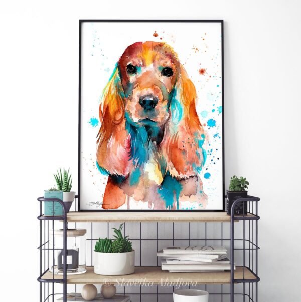 English Cocker Spaniel watercolor painting print by Slaveika Aladjova