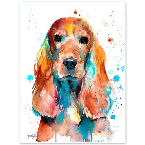 English Cocker Spaniel watercolor painting print by Slaveika Aladjova