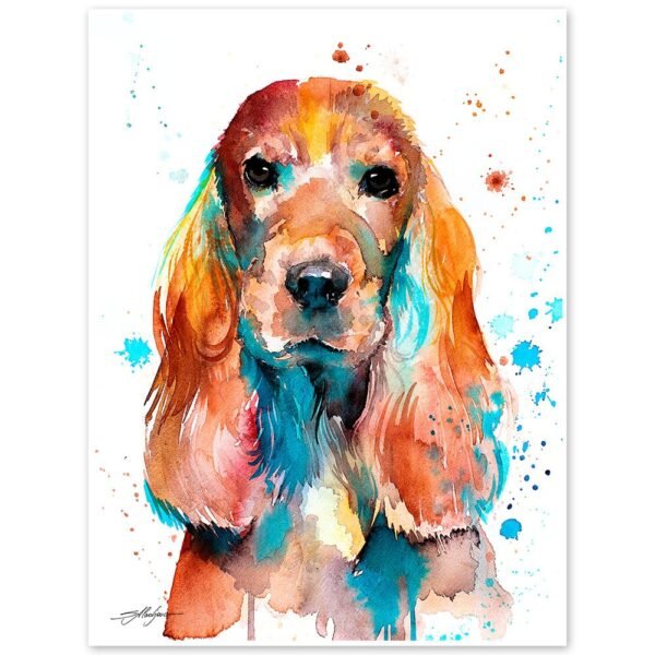English Cocker Spaniel watercolor painting print by Slaveika Aladjova