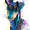Manchester Terrier watercolor painting print by Slaveika Aladjova