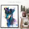 Manchester Terrier watercolor painting print by Slaveika Aladjova