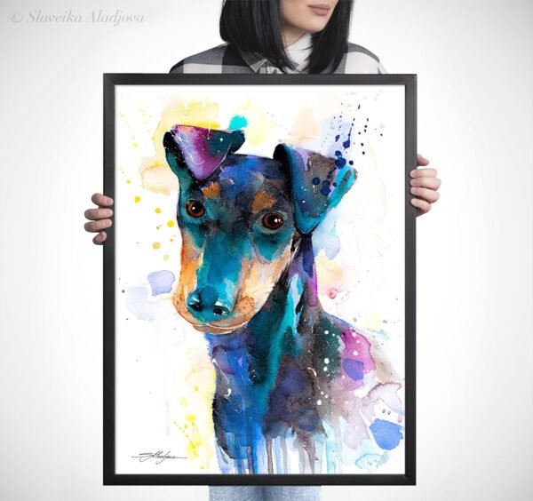 Manchester Terrier watercolor painting print by Slaveika Aladjova