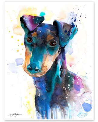 Manchester Terrier watercolor painting print by Slaveika Aladjova
