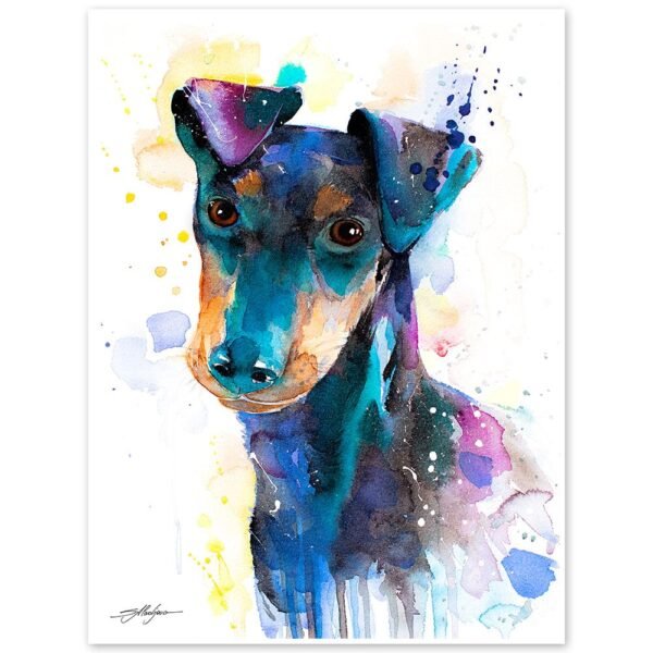 Manchester Terrier watercolor painting print by Slaveika Aladjova